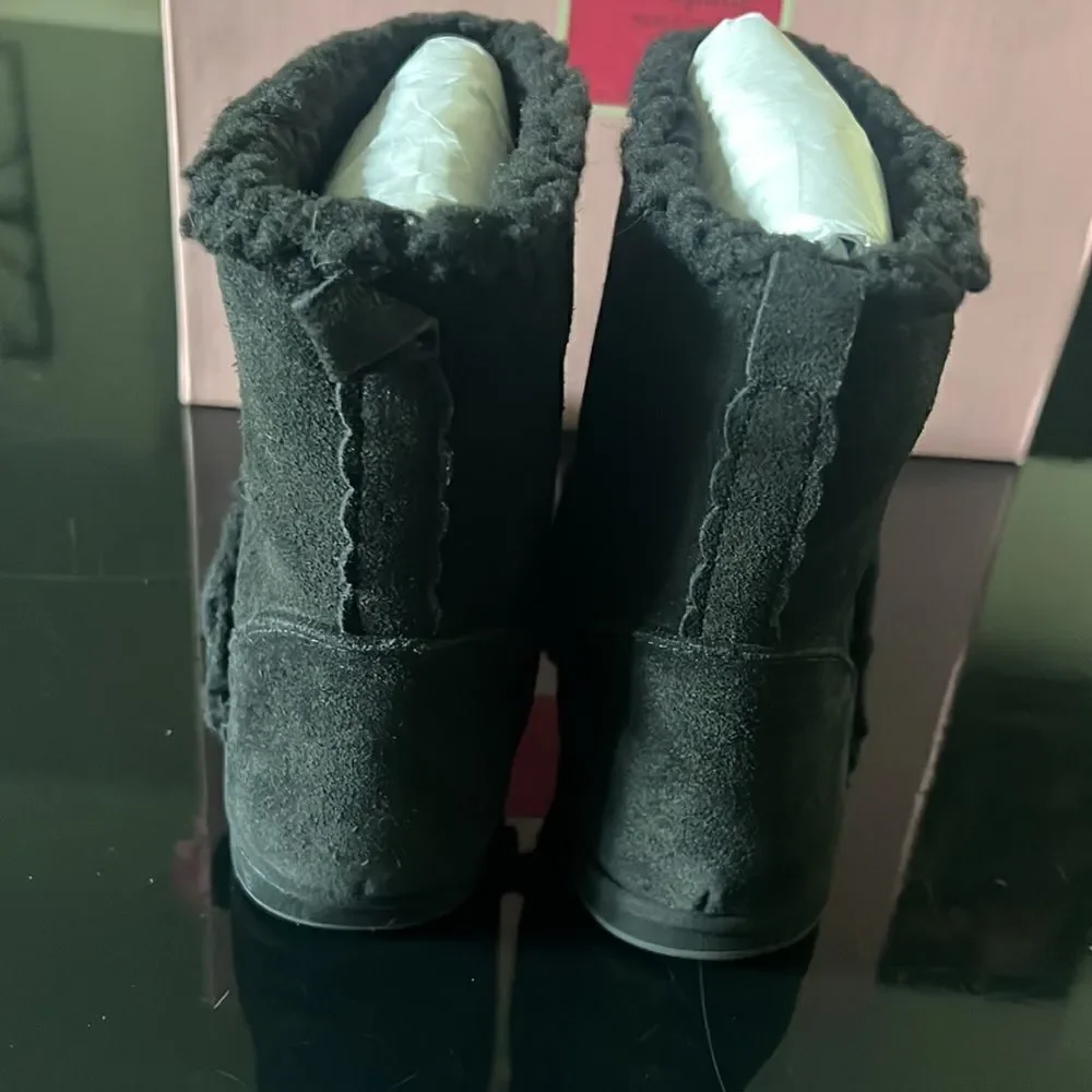 Kate Spade Faux Shearling Suede Boots black